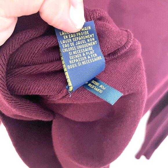 Polo Ralph Lauren Men’s Burgundy Pima Cotton V-Neck Sweater Size M - Picture 6 of 6